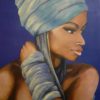 \" Femme au turban\" acrylique sur toile 46 x 38  - vendue